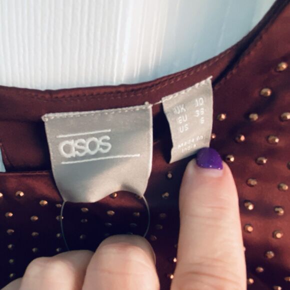 ASOS DESIGN Petite mini shift dress Womens Size 6 stud embellishment Shirt NWT - Picture 6 of 13